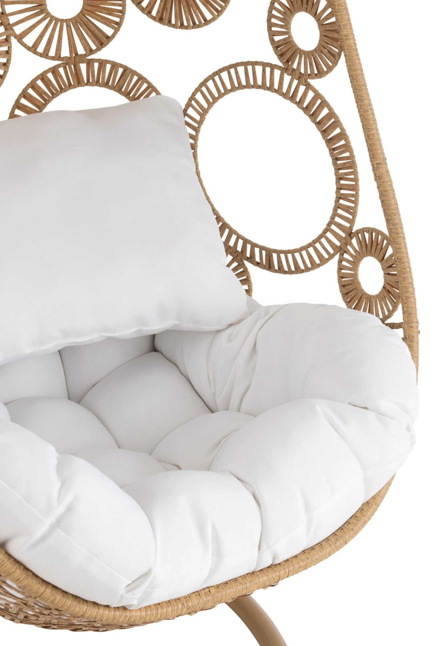 Hangstoel+kussens Bula Metaal/riet Beige 4 Hangstoel+kussens Bula Metaal/riet Beige - Afbeelding 4