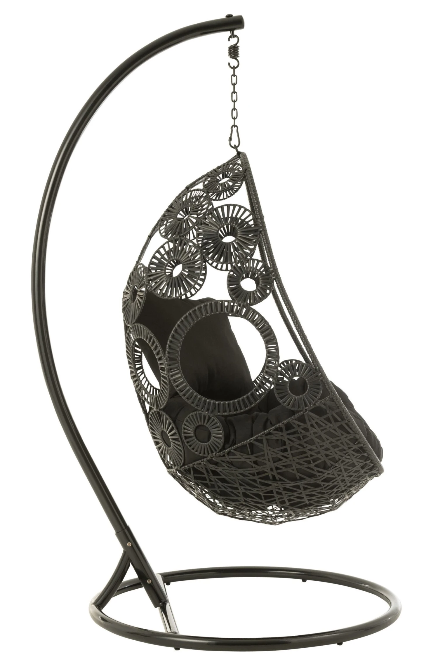 Hangstoel+kussens Bula Metaal/riet Zwart 9 Hangstoel+kussens Bula Metaal/riet Zwart - Afbeelding 9