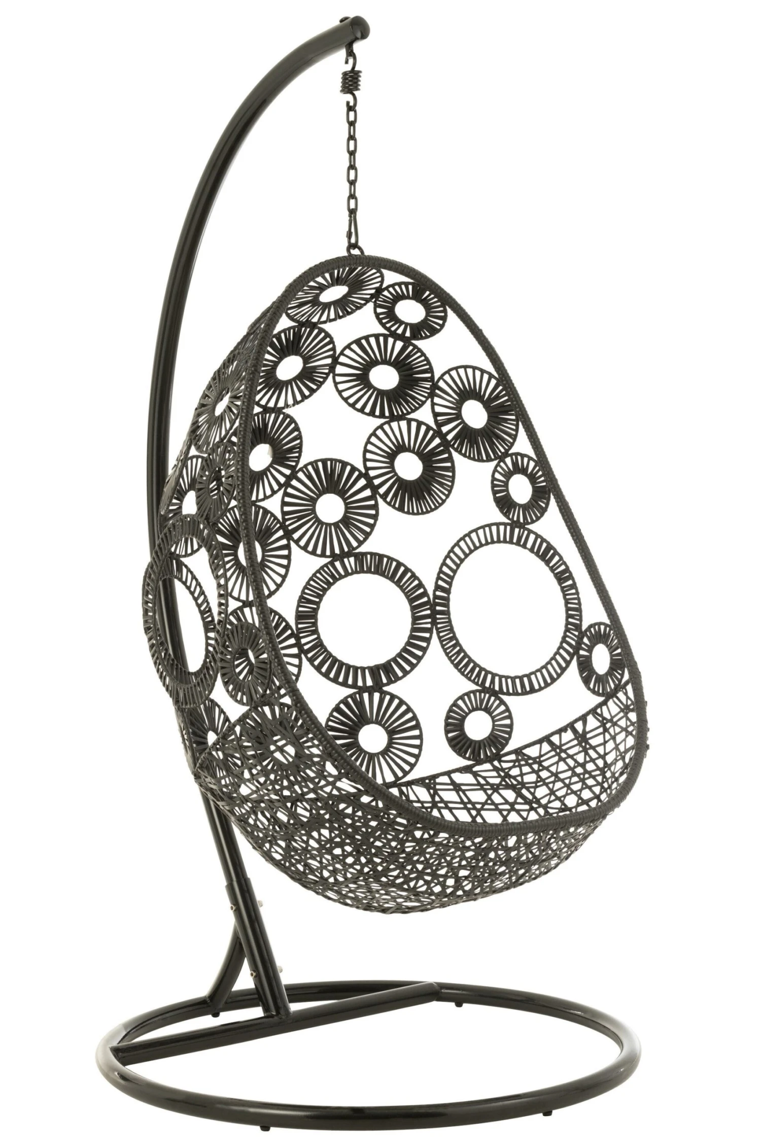 Hangstoel+kussens Bula Metaal/riet Zwart 2 Hangstoel+kussens Bula Metaal/riet Zwart - Afbeelding 2