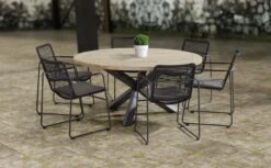 Tuinstoel Elmo Rvs Stapelbaar - Antraciet -TuinVibes Verkoop Elba dining set with Louvre 160cm table 6819