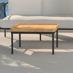 Salontafel Voor Buiten Figo 75x75cm - Teak/antraciet