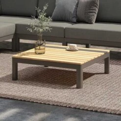 Salontafel Voor Buiten Meridane 79x79cm - Antraciet/bruin