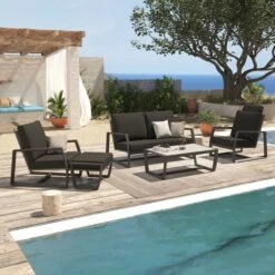 Voetbankje Maurus - Antraciet 5 Voetbankje Maurus - Antraciet -TuinVibes Verkoop New Mauritius lounge set with footstool anthracite 54b7
