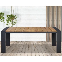 Tuintafel Killian 240x100 Cm - Zwart/teakhout