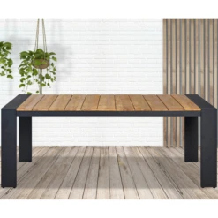Tuintafel Killian 180x90 Cm - Zwart/teakhout