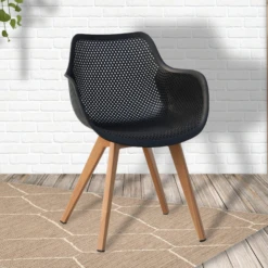 Tuinstoel Castro Met Geperforeerde Zitting - Zwart