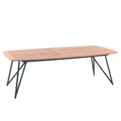 Tuintafel Talinn 250x110cm Gegalvaniseerd Staal En Teak - Naturel/zwart