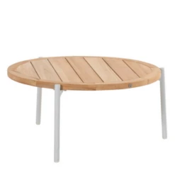 Salontafel Voor Buiten Yoan 73cm Teakhout - Naturel/wit