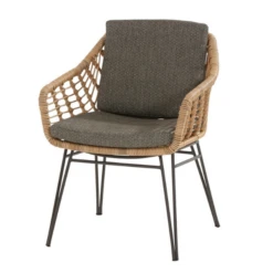 Tuinstoel Clotilde Wicker En Rvs - Bruin/antraciet