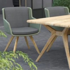 Tuinstoel Flor Teak En Polypropyleen - Naturel/groen