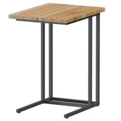 Bijzettafel Voor Buiten Solano 42x35x50cm Teak En Rvs - Naturel/antraciet