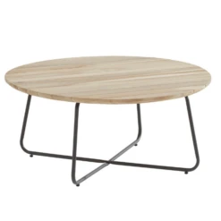 Salontafel Voor Buiten Abel 90cm Teakhout En Rvs - Naturel/antraciet
