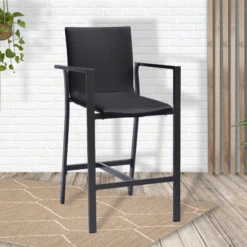 Barstoel Veere Aluminium/textileen - Zwart