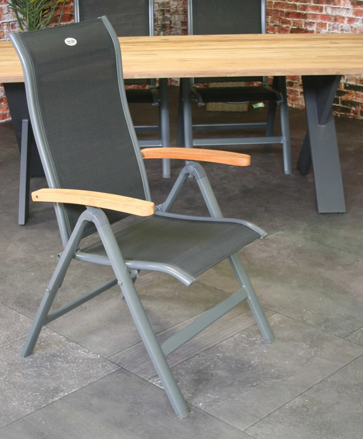 Tuinstoel Turin - Zwart/teak 1 Tuinstoel Turin - Zwart/teak